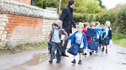 School children walking