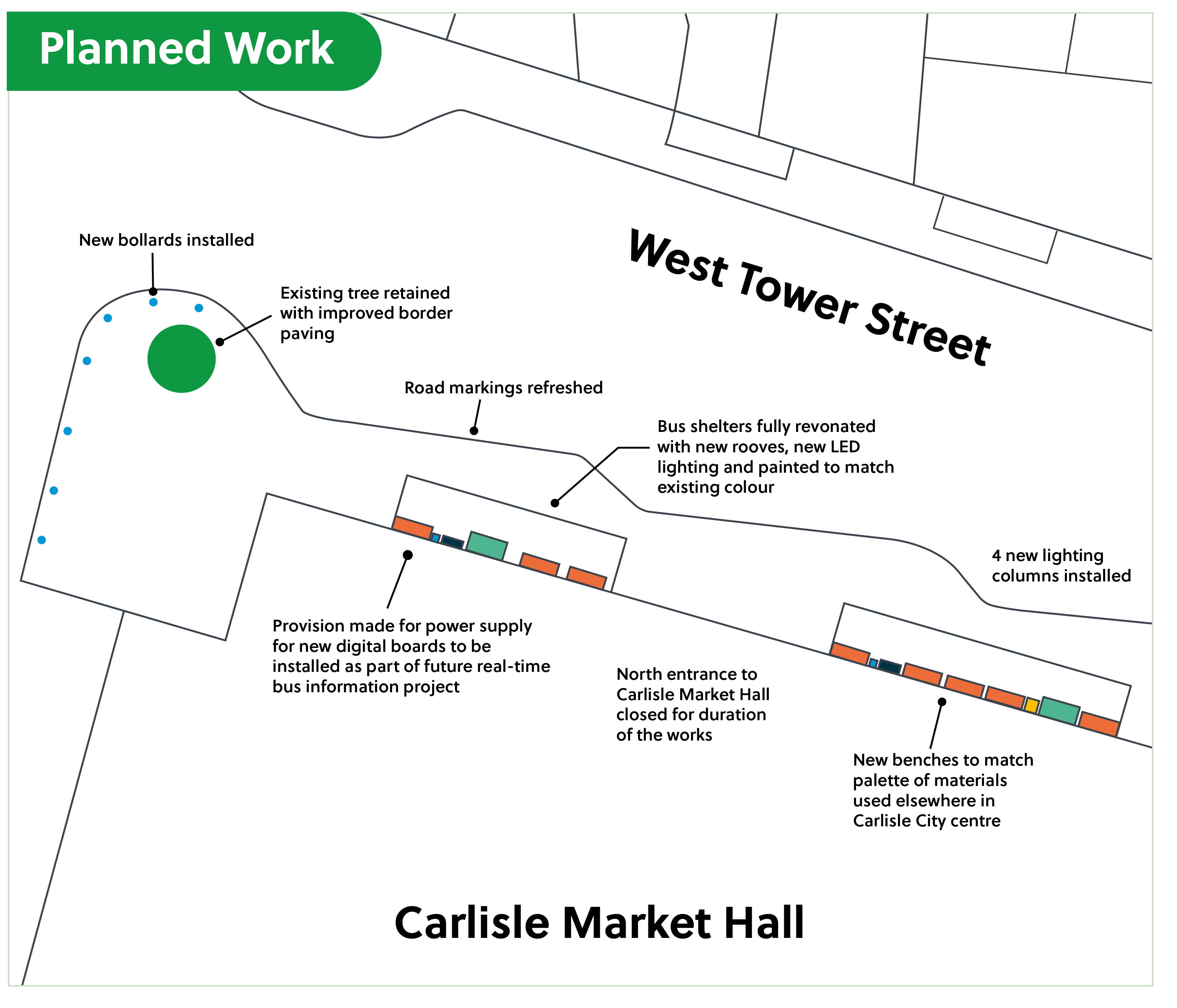 Planned work for Market Hall Bus hub