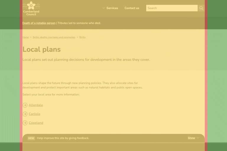 Design system example - page width