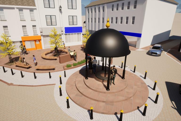 Artist's impression of market place after work has been completed
