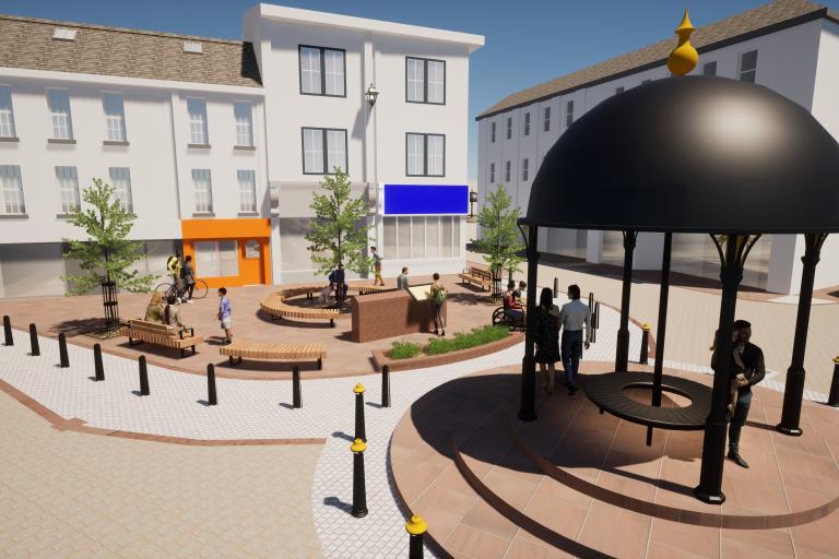 Artist's impression of market place after work has been completed