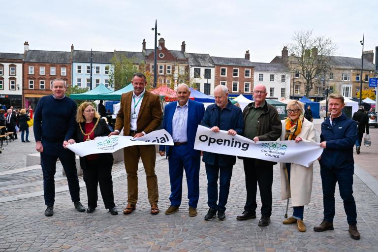 image of Exec members, the Mayor of Carlisle and senior leaders officially opening the space