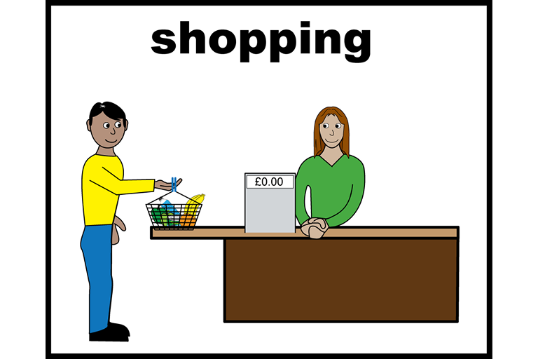 A person paying for their shopping at a till