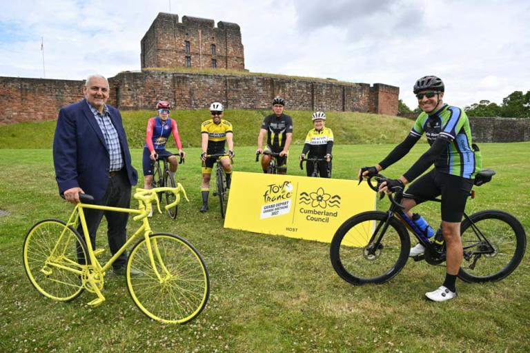 Cyclists Outside of Carlisle Castle