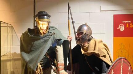 Beacon Museum staff member in Roman costume