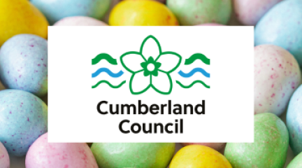 Easter egg image with Cumberland logo