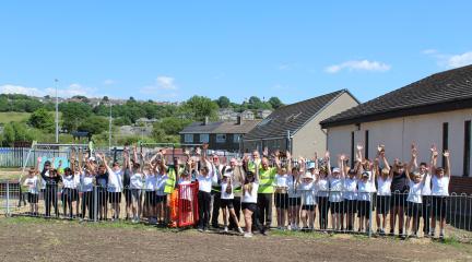 Pupils from Valley Primary School and Cumberland Council representatives