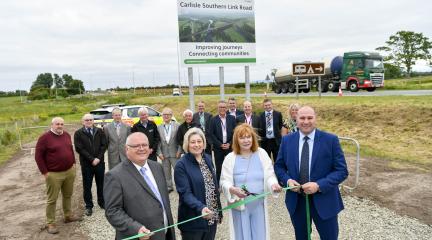 Ribbon cutting to mark the construction work beginning on Carlisle Southern Link Road.jpg