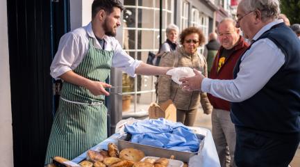 Taste Cumbria - Tony Harrison's butchers stall on Cockermouth Main Street
