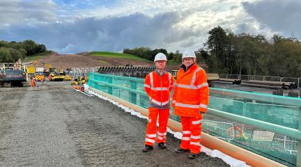 Darren Crossley and Cllr Denise Rollo on the Carlisle Southern Link Road site