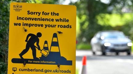 Road works sign