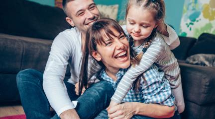 Young family at home