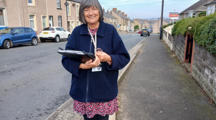 Canvasser Susan Dockeray out canvassing