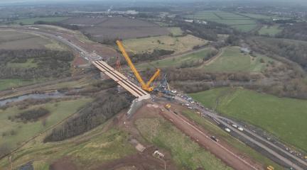 The final beam lift over the new Caldew Crossing 