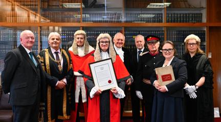 Judge Nicholas Barker with other dignitaries and council officials