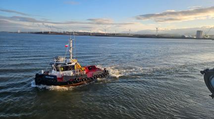 Pilot vessel Helvellyn out on the water at the Port of Workington