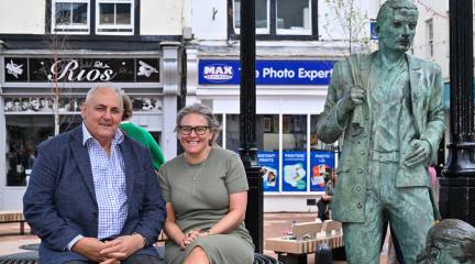 Credit Stuart Walker. Caption: Leader of Cumberland Council, Cllr Mark Fryer and Cllr Deputy Leader of Cumberland Council, Cllr Emma Williamson in Whitehaven, following the successful completion of the Green Market and Duke Street project