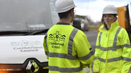 two highways team members discussing the next phase of works