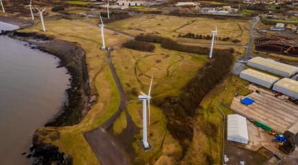 Overhead shot of the area of Oldside and the port