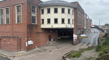 The outside of Workington's multi-storey car park