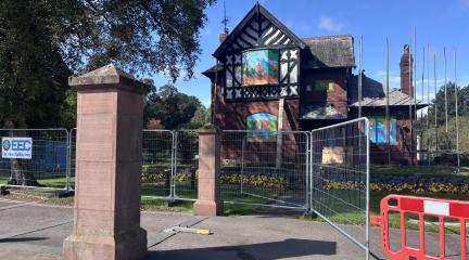 Outside of Bitts Park Lodge with scaffolding around it