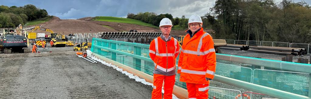 Darren Crossley and Cllr Denise Rollo on the Carlisle Southern Link Road site