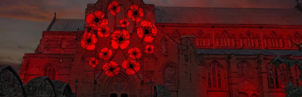 Carlisle Cathedral lit red