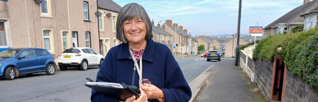 Canvasser Susan Dockeray out canvassing