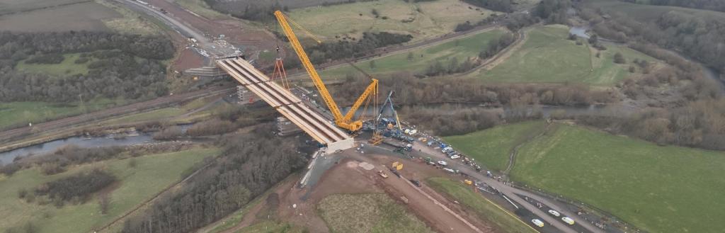 The final beam lift over the new Caldew Crossing