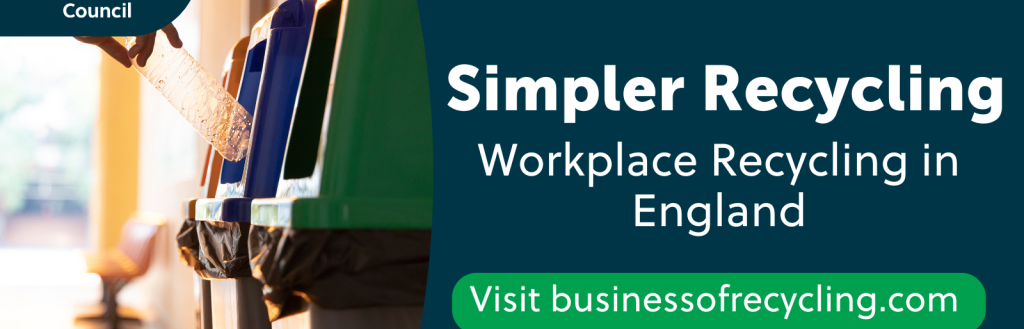 Text reads: Simpler Recycling - Workplace recycling in England