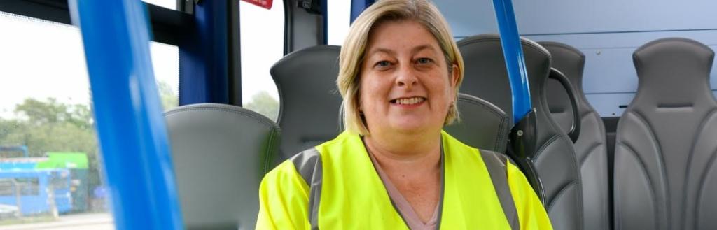 Councillor Denise Rollo on a bus