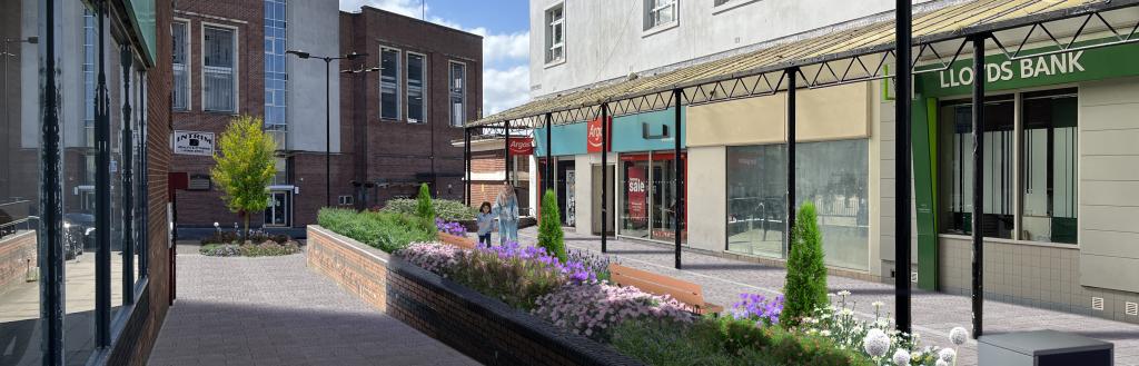 Artist impression of Town Centre Public Realm and Connectivity Project