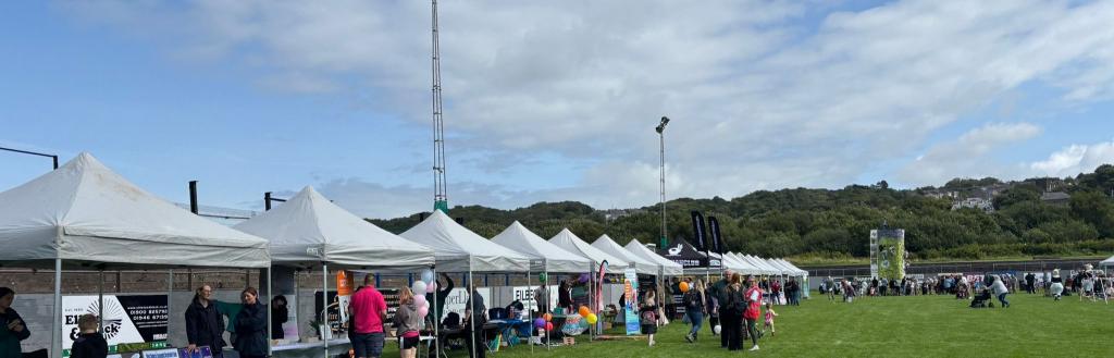 Stalls at the Whitehaven Wellbeing Festival