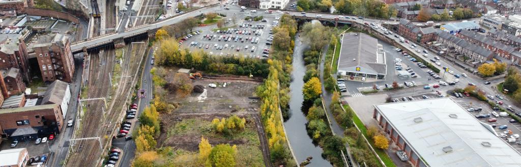 Ariel shot of Caldew Riverside in Carlisle