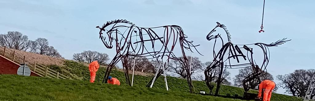 The Mare and Foal – Durdar Roundabout getting installed